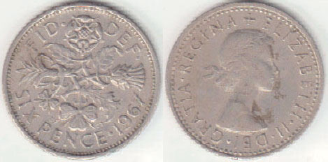 1967 Great Britain Sixpence A008090